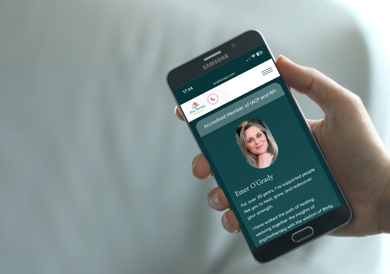 design on mobile samsung for psychotherapy in Dublin