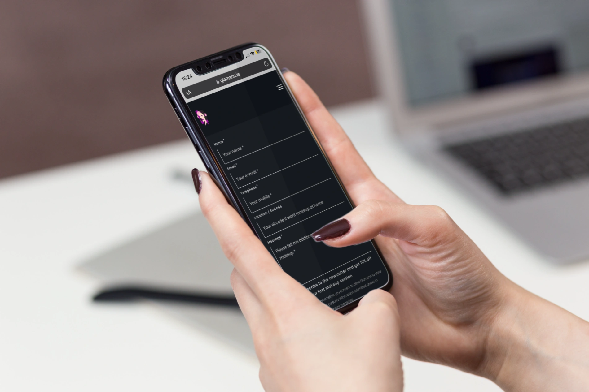 glamann contact form web design on mobile example
