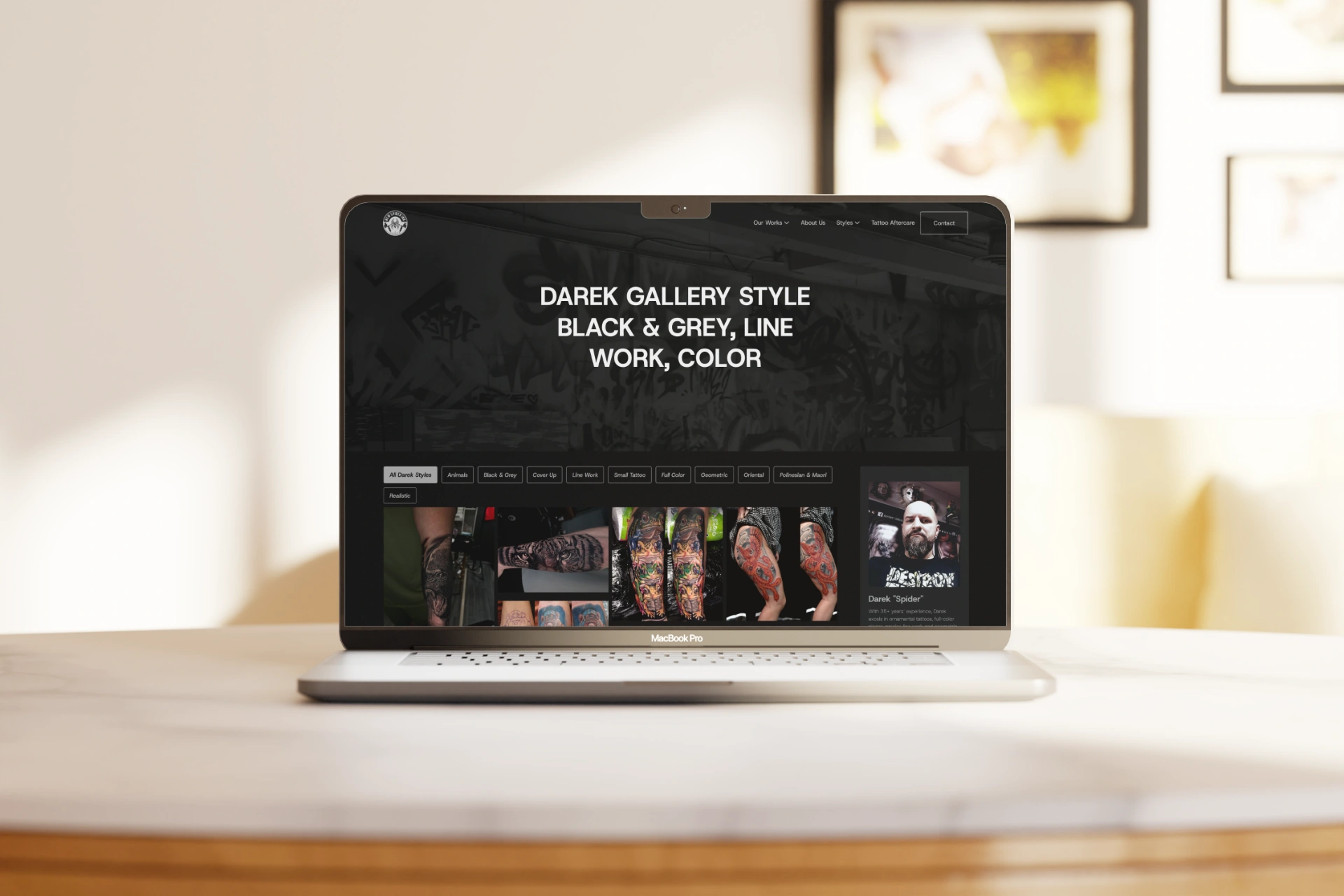 new spider ink tattoo gallery darek on macbook pro mockup case study