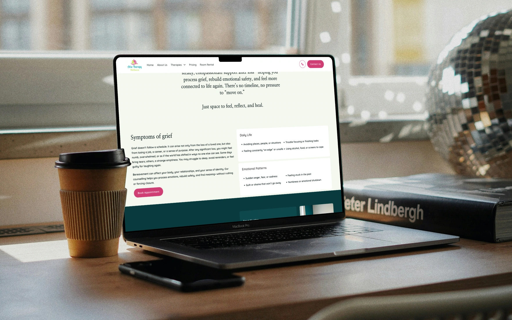 rwd on laptop for ariatherapy.com clinic in Dublin