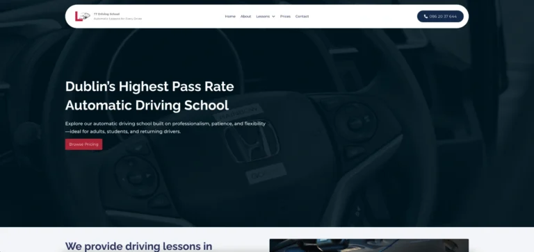 tt driving school case study landing page by galicki digital
