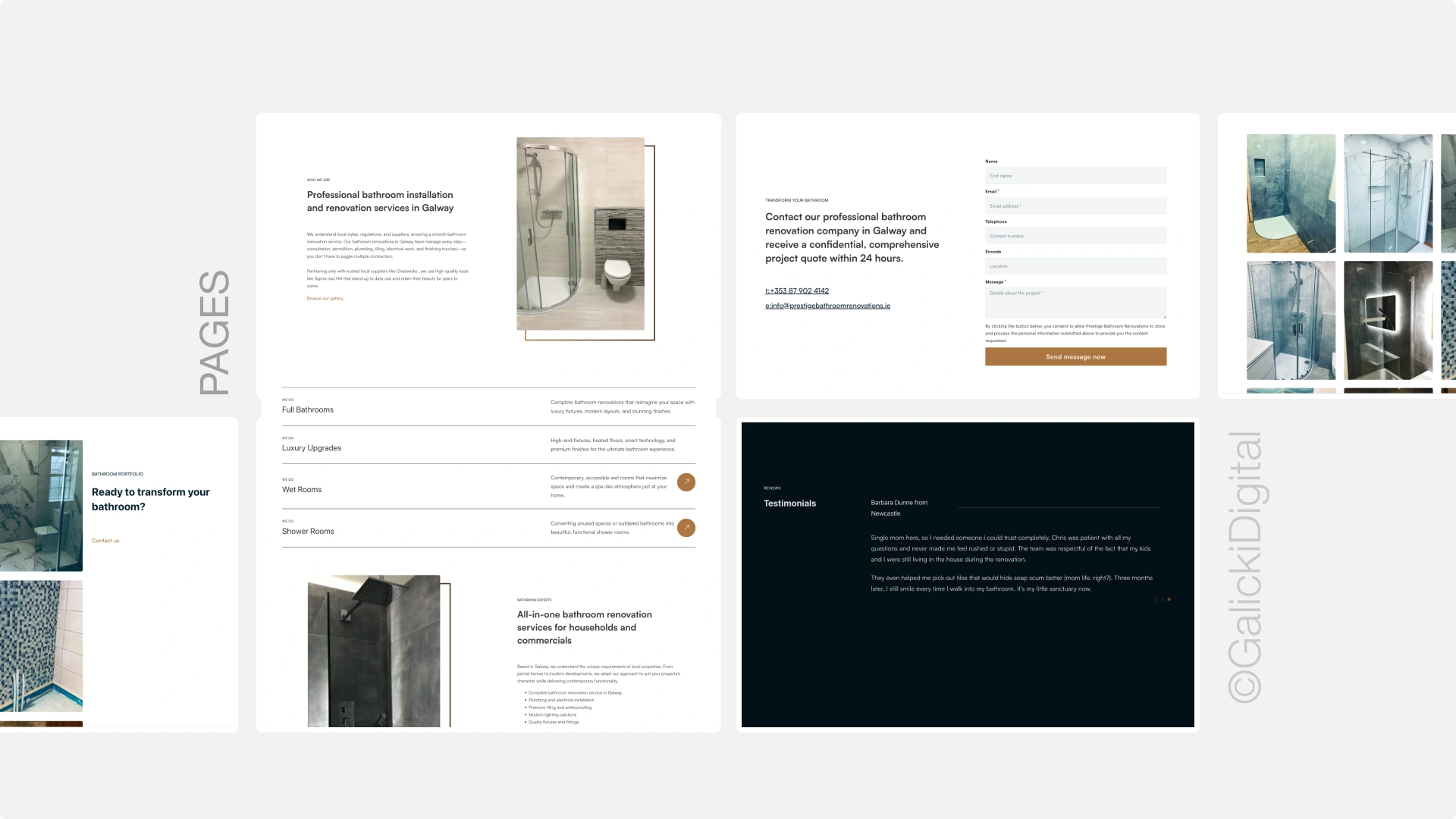 web design case study for prestige bathroom renovations pages design